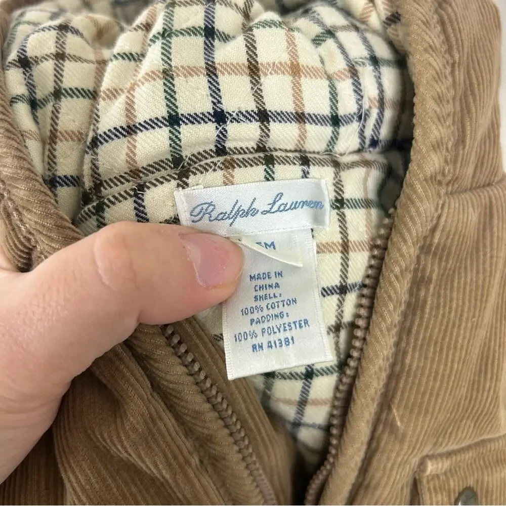 Ralph Lauren Baby Corduroy Plaid Flannel Lined Snow Bunting Size 6 MOS